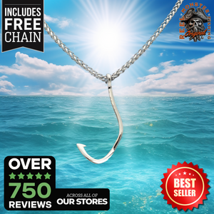 Fishing Hook Stainless Steel Charm and Necklace